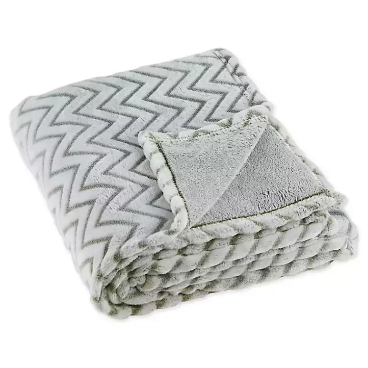 Blankets & Throws>Kirklands Home Sage Chevron Plush Throw Green