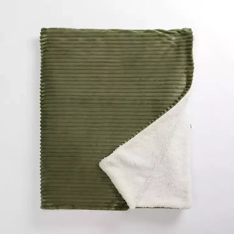 Blankets & Throws>Kirklands Home Sage Corduroy Sherpa Throw Green