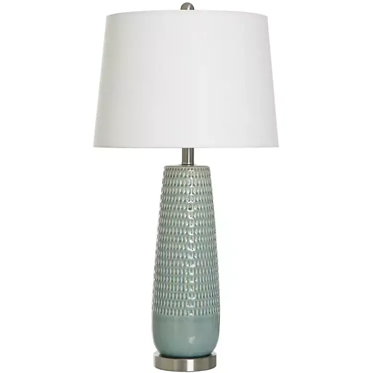 Kirklands Home Sage Green Ceramic Dimpled Table Lamp White Hot