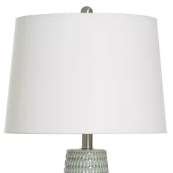 Kirklands Home Sage Green Ceramic Dimpled Table Lamp White Hot