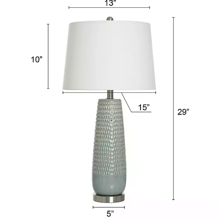 Kirklands Home Sage Green Ceramic Dimpled Table Lamp White Hot