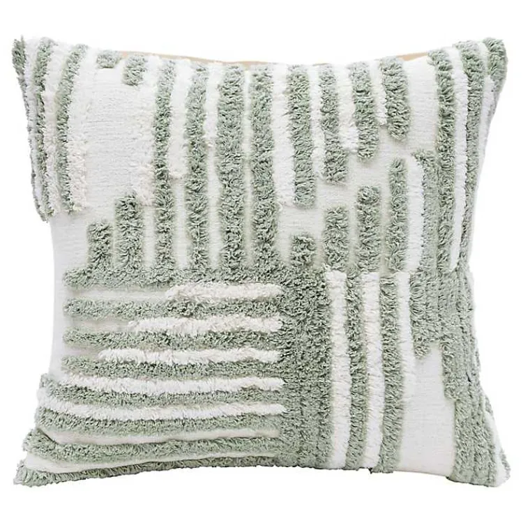 Pillows>Kirklands Home Sage Geometric Shag Throw Pillow Green