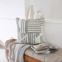 Pillows>Kirklands Home Sage Geometric Shag Throw Pillow Green