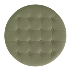 Kirklands Home Sage Round Velvet Tufted Storage Ottoman Green Best
