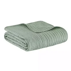 Blankets & Throws>Kirklands Home Sage Oversized Quilted Scalloped Edge Throw Green