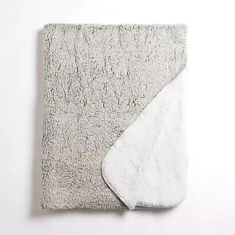 Blankets & Throws>Kirklands Home Sage Reversible Sherpa Throw Green