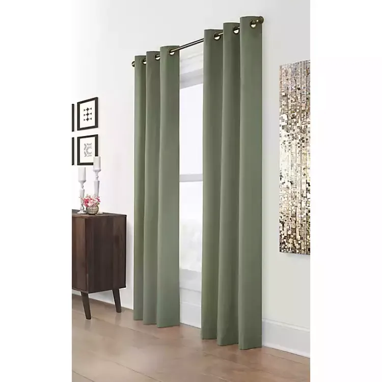 Kirklands Home Sage Room Darkening Curtain Panel Set, 95 in. Green Outlet
