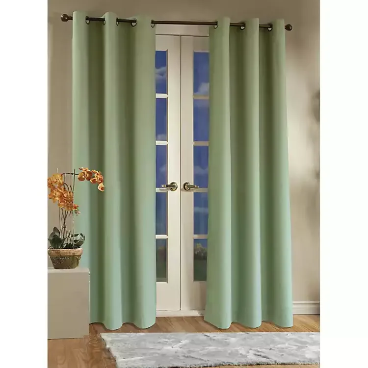 Kirklands Home Sage Room Darkening Curtain Panel Set, 95 in. Green Outlet