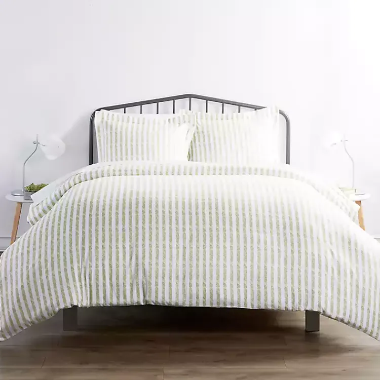 Kirklands Home Sage Rugged Stripes Puffed King 3-pc. Duvet Set Best