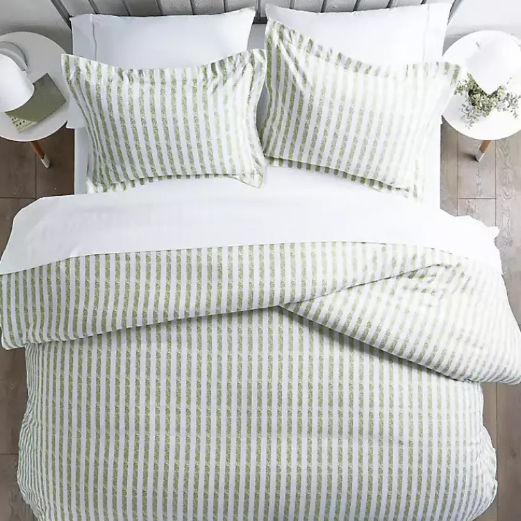 Kirklands Home Sage Rugged Stripes Puffed King 3-pc. Duvet Set Best