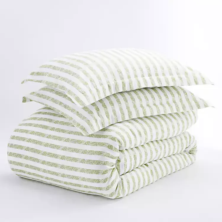 Kirklands Home Sage Rugged Stripes Puffed King 3-pc. Duvet Set Best