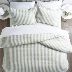 Kirklands Home Sage Rugged Stripes Puffed Twin 3-pc. Duvet Set Sale