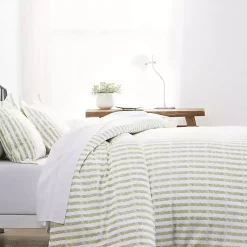 Kirklands Home Sage Rugged Stripes Puffed Twin 3-pc. Duvet Set Sale