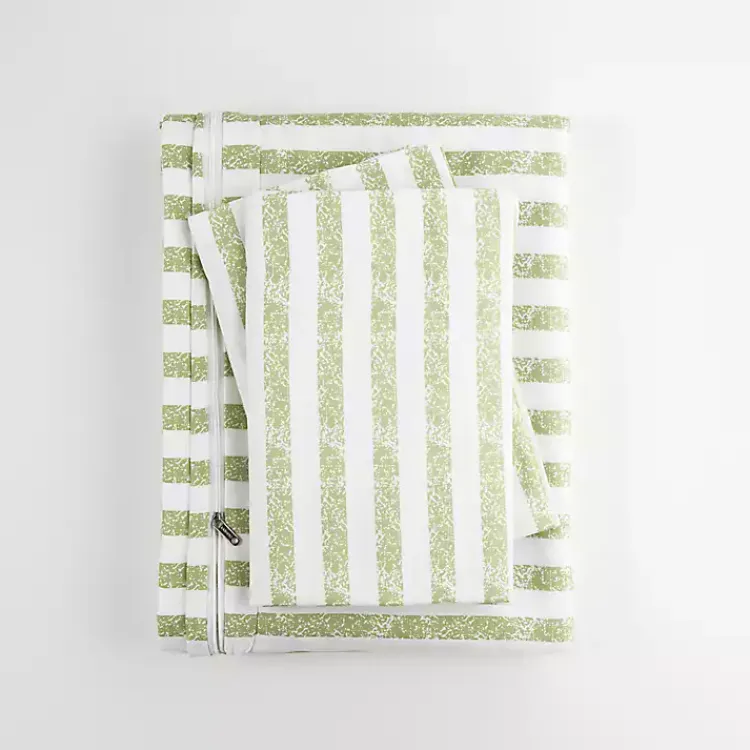 Kirklands Home Sage Rugged Stripes Puffed Twin 3-pc. Duvet Set Sale