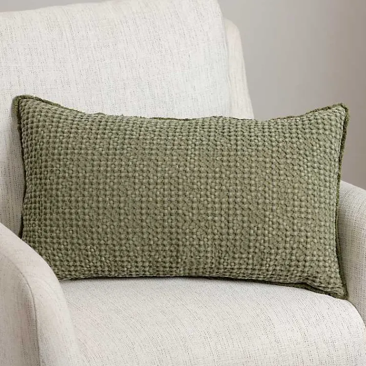 Pillows>Kirklands Home Sage Waffle Texture Lumbar Pillow Green