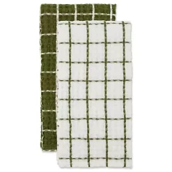 Kirklands Home Sage Windowpane Oversized Dish Towels, Set of 2 Green Sale