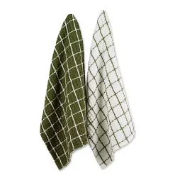 Kirklands Home Sage Windowpane Oversized Dish Towels, Set of 2 Green Sale