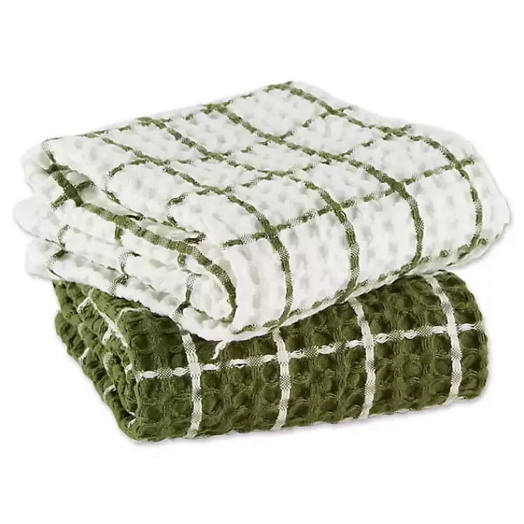 Kirklands Home Sage Windowpane Oversized Dish Towels, Set of 2 Green Sale