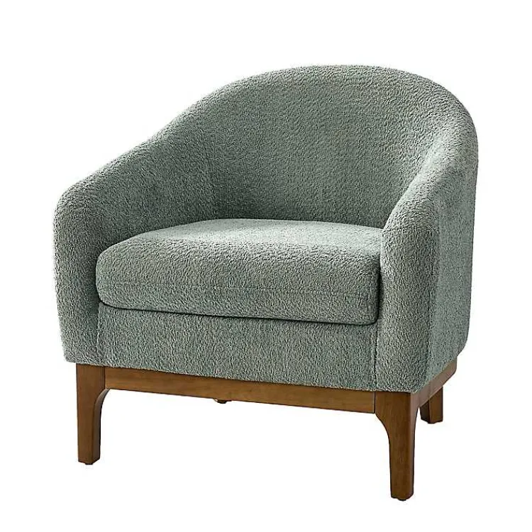 Kirklands Home Sage Wool Upholstered Joan Barrel Accent Chair Green Sale