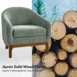 Kirklands Home Sage Wool Upholstered Joan Barrel Accent Chair Green Sale