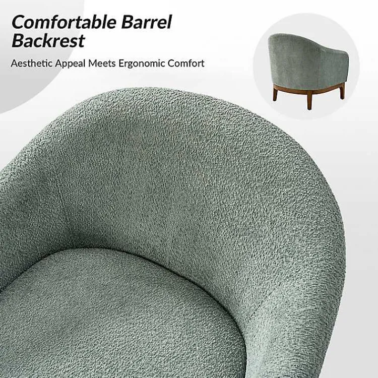 Kirklands Home Sage Wool Upholstered Joan Barrel Accent Chair Green Sale