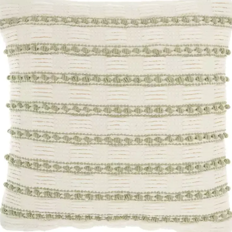 Pillows>Kirklands Home Sage Woven Knotted Stripes Throw Pillow Green