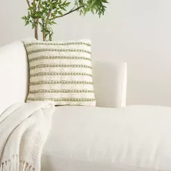 Pillows>Kirklands Home Sage Woven Knotted Stripes Throw Pillow Green
