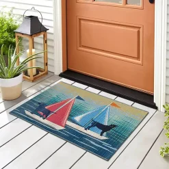 Kirklands Home Sailboat Dogs Indoor/Outdoor Accent Rug Outlet