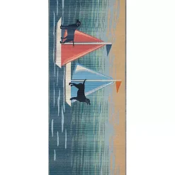 Kirklands Home Sailboat Dogs Indoor/Outdoor Runner, 1x4 Blue New