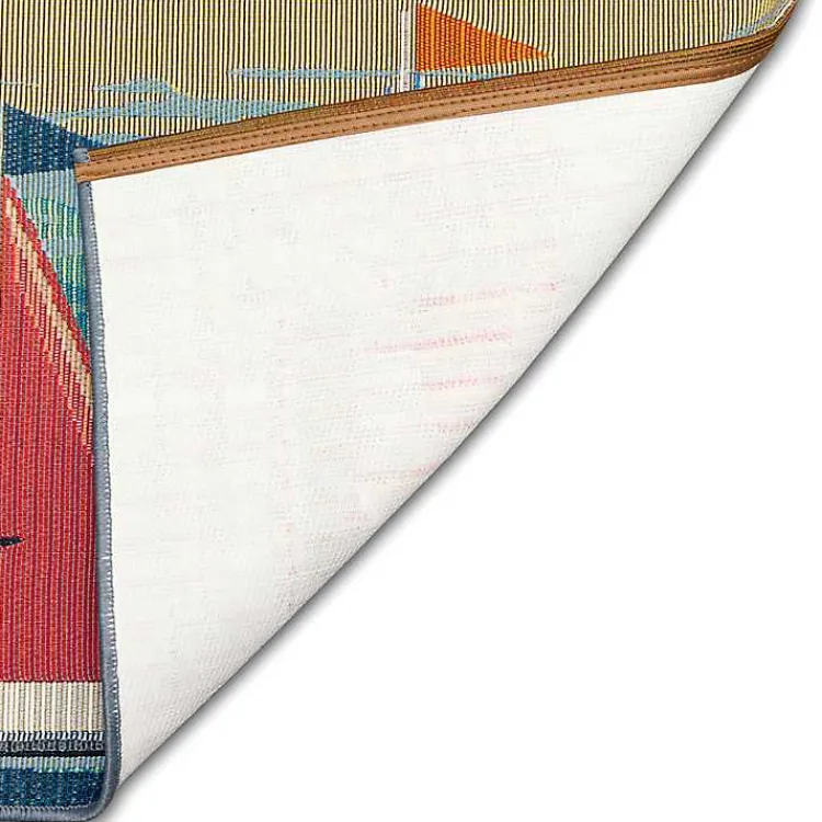 Kirklands Home Sailboat Dogs Indoor/Outdoor Runner, 1x4 Blue New