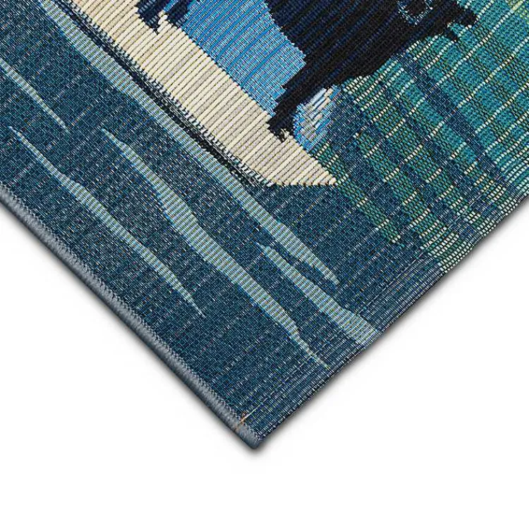 Kirklands Home Sailboat Dogs Indoor/Outdoor Runner, 1x4 Blue New