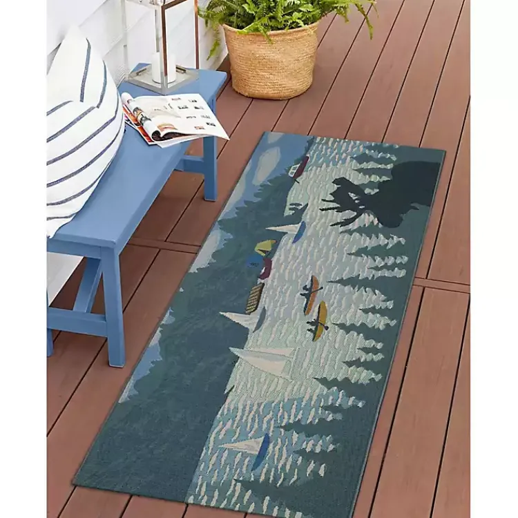 Kirklands Home Sailboat Lake Indoor/Outdoor Runner, 1x4 Outlet
