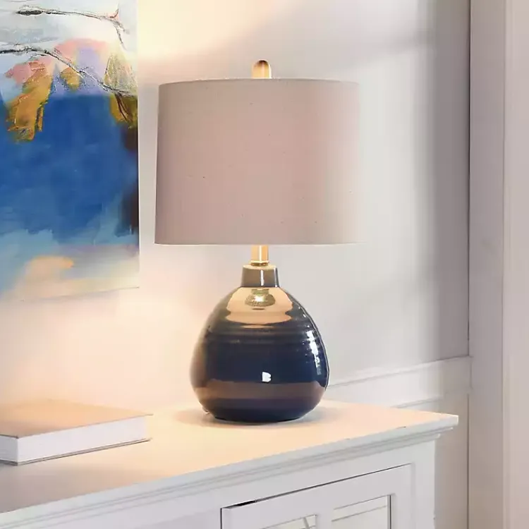 Kirklands Home Sailor Blue Ceramic Table Lamp Tan Discount