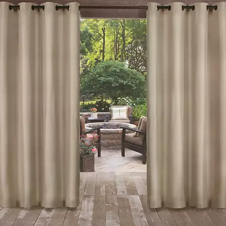 Kirklands Home Sand Biscayne Outdoor Curtain Panel Set, 84 in. Tan Sale