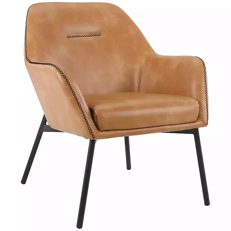 Kirklands Home Sand Faux Leather Scoop Accent Chair Tan Outlet