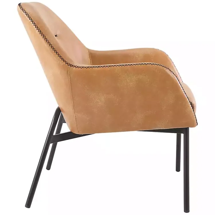 Kirklands Home Sand Faux Leather Scoop Accent Chair Tan Outlet