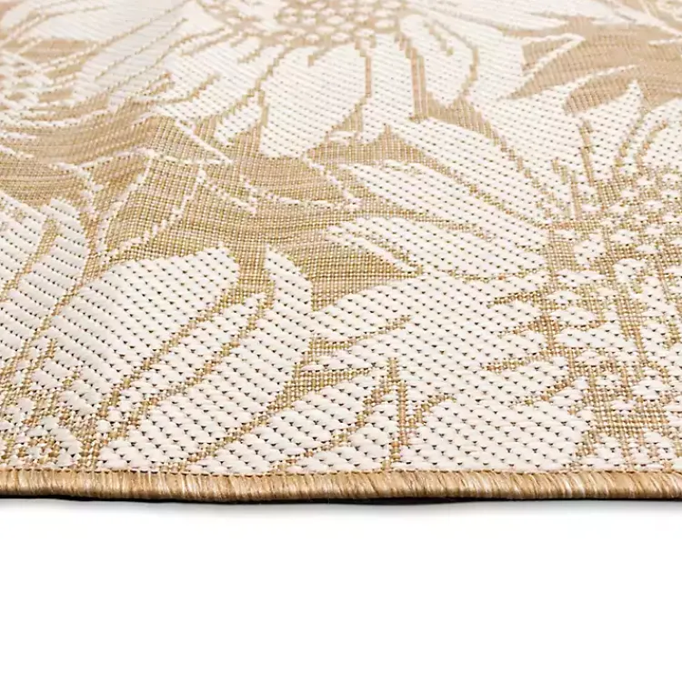 Kirklands Home Sand Floral Blooms Outdoor Area Rug, 4x7 New