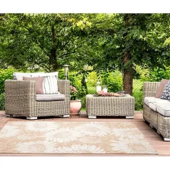 Kirklands Home Sand Floral Blooms Outdoor Area Rug, 7x9 Best