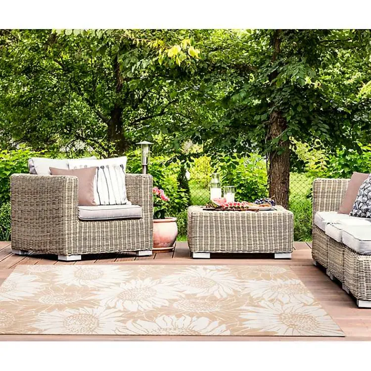Kirklands Home Sand Floral Blooms Outdoor Area Rug, 7x9 Best