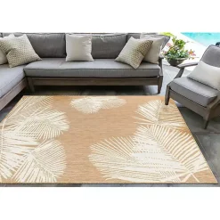 Kirklands Home Sand Forest Leaf Indoor/Outdoor Area Rug, 4x7 Best