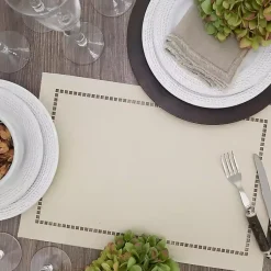 Kirklands Home Sand Laser-Cut Hemstitch Placemats, Set of 4 Ivory Discount