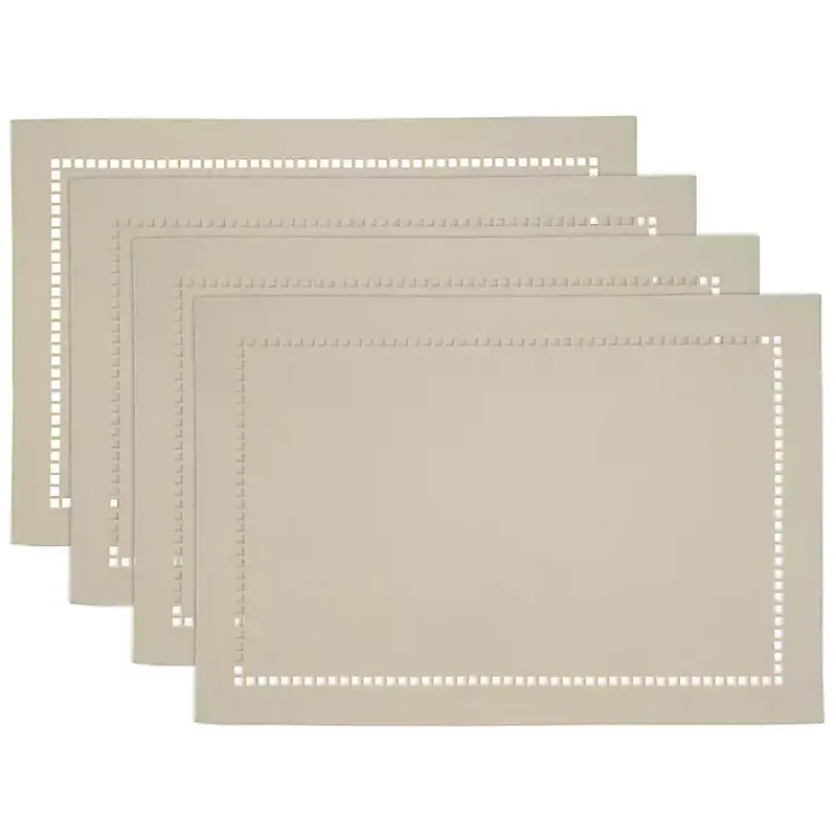 Kirklands Home Sand Laser-Cut Hemstitch Placemats, Set of 4 Ivory Discount