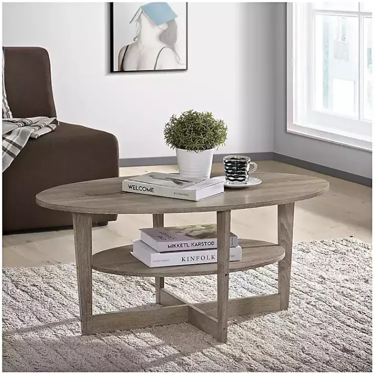 Kirklands Home Sandstone Oval Coffee Table Tan Best