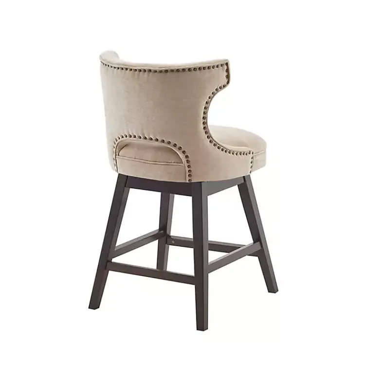 Kirklands Home Sandy Beige Curve Back Swivel Counter Stool Tan New