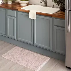 Kirklands Home Sandy Beige Damask Nouveau Kitchen Mat Clearance