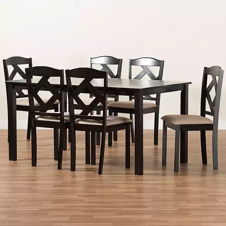 Kirklands Home Sandy Beige Diamond Back 7-pc. Dining Set Outlet