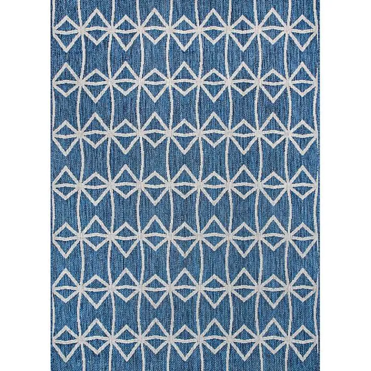 Kirklands Home Sanford Blue Geometric Shapes Outdoor Rug, 5x8 New