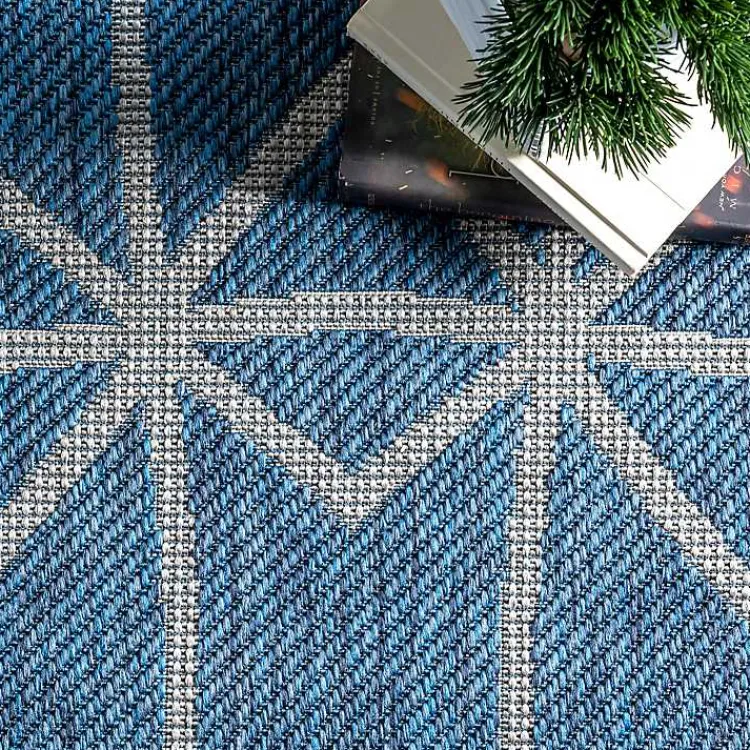 Kirklands Home Sanford Blue Geometric Shapes Outdoor Rug, 5x8 New