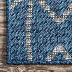 Kirklands Home Sanford Blue Geometric Shapes Outdoor Rug, 5x8 New