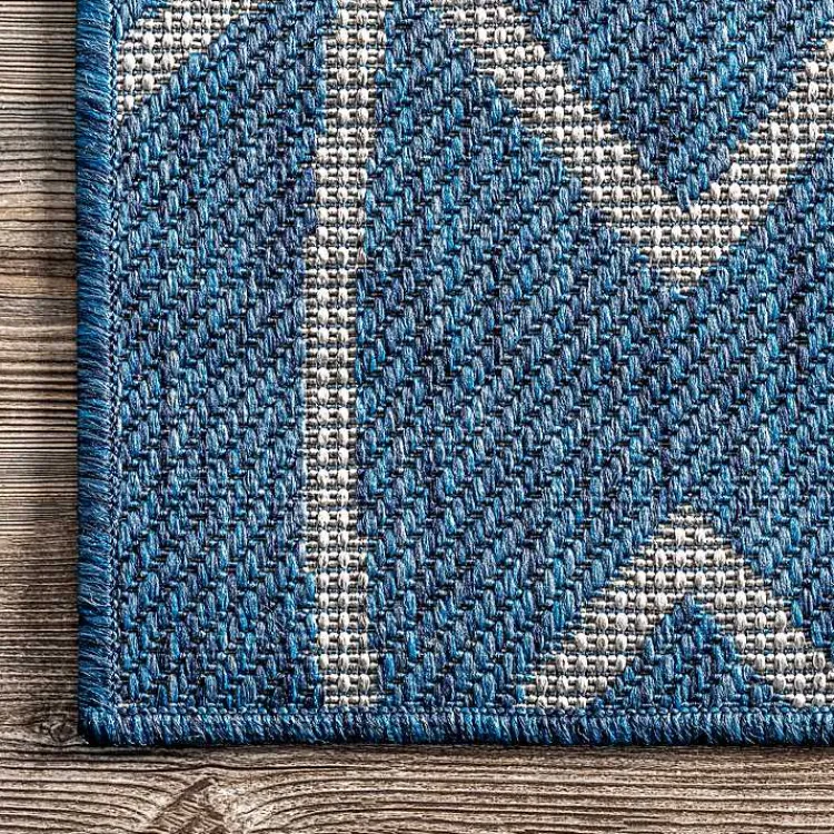 Kirklands Home Sanford Blue Geometric Shapes Outdoor Rug, 5x8 New